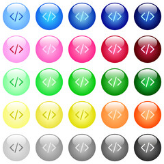 Poster - Script code icons in color glossy buttons