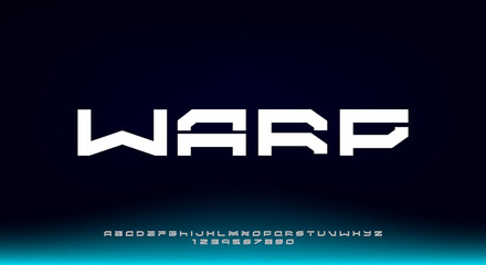 Wall Mural - warp, a bold and modern, futuristic typeface alphabet font. vector illustration design