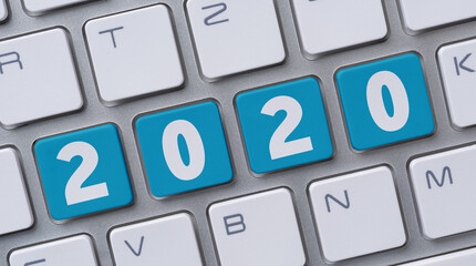 Wall Mural - a computer keyboard with the word 2020