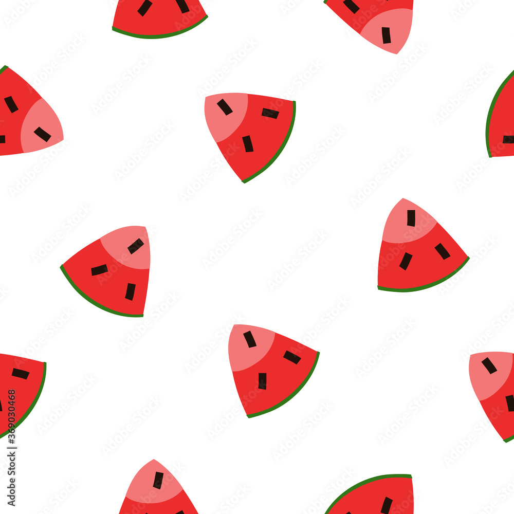 Fresh watermelon seamless vector pattern with slice and half. Texture ...