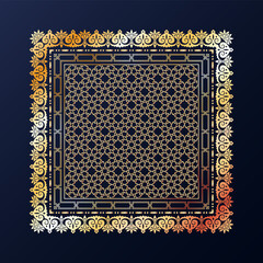 Wall Mural - Arabic style golden ornamental vector pattern on black background.