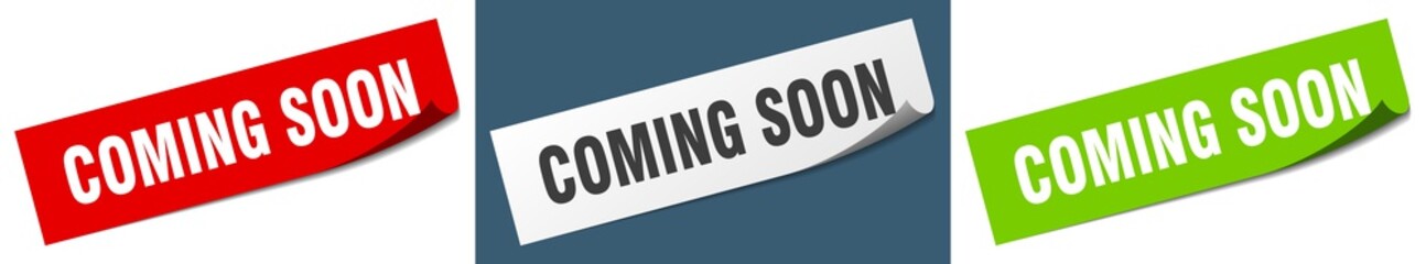 Wall Mural - coming soon paper peeler sign set. coming soon sticker