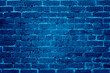 Old brick wall background texture with blue color effect
