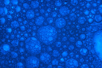 Aufkleber - Close up beautiful abstract blue bubbles in water extreme. Abstract nature pattrn for design.