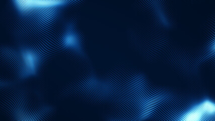 Wall Mural - Dot white blue wave light screen gradient texture background. Abstract  technology big data digital background. 3d rendering.