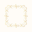 © Kirill - Hand drawn golden vintage swirl border. Vector isolated vignette ornate frame for invitation card. Calligraphic gold scrolls.