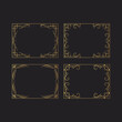 © Kirill - Set of hand drawn golden rectangular swirl borders. Vector isolated vintage royal frames with gold filigree decor elements. Royal wedding invitation cards.