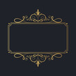 © Kirill - Hand drawn golden royal rectangular swirl border in vintage style. Vector isolated luxury wedding invitation card template. Certificate frame with gold filigree decor elements.