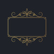 © Kirill - Vector isolated luxury wedding invitation card template. Hand drawn golden royal rectangular swirl border in vintage style. Certificate frame with gold filigree decor elements.