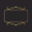 © Kirill - Hand drawn golden elegant rectangular swirl border in baroque style. Certificate frame with gold filigree decor scrolls.  Vector isolated luxury wedding invitation card template.