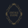 © Kirill - Golden vignette hand drawn oval royal frame with swirls and scrolls. Filigree ornate classic gold wedding border. Vector isolated calligraphic invitation card template.