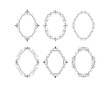 © Kirill - Set of hand drawn vintage oval swirl frames. Elegant ornate fancy round borders for wedding. Vector isolated filigree invitation card.