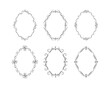 © Kirill - Set of hand drawn vintage oval swirl frames. Victorian ornate fancy round borders for wedding. Vector isolated filigree invitation card templates.
