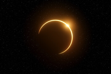 representation of a partial solar eclipse close to the annular eclipse phase on a space background w