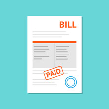 Document Bill Paid Icon Flat Style