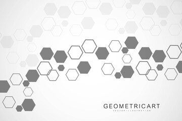 Wall Mural - hexagonal abstract background. big data visualization. global network connection. medical, technolog