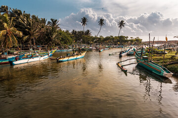 Fishing port with boat on Sri Lanka