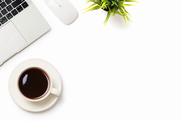 Wall Mural - white office desk table, flat lay