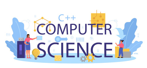 Computer science typographic header. Student write software