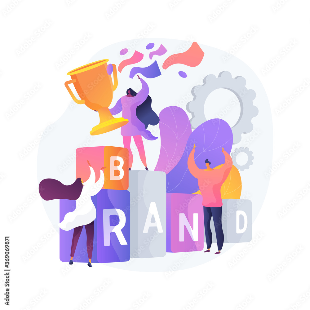 Branded competition abstract concept vector illustration. Marketing competitive event, company-sponsored contest, brand identity, rebranding media campaign, digital advertising abstract metaphor. - obrazy, fototapety, plakaty 
