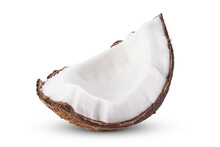 Slice Of Coconut Isolated On White Background  