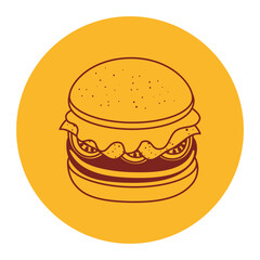 Canvas Print - hamburger fast food, line style icon