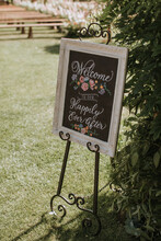 Welcome Sign At Wedding Ceremony