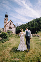 The Exciting Moment For Couple Going To The Church For A Wedding Ceremony