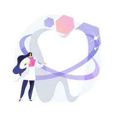 Sticker - Dental esthetic clinic abstract concept vector illustration. Cosmetic dental service, teeth aesthetic treatment, private dentistry, beauty medical clinic, smile treatment studio abstract metaphor.