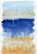 Abstract watercolor landscapes in blue and yellow colors