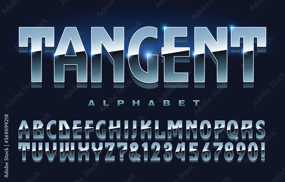 Vector Alphabet with Shiny Reflective Mirror Surface. Lettering Style ...