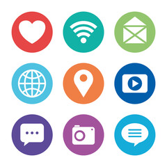 Sticker - set icons of social media on white background