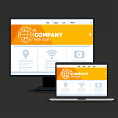 mockup responsive web, concept website development in desktop and laptop