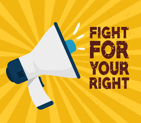 Poster - revolution, protest with megaphone, fight for your right