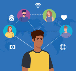 social media network, people connected for digital, interactive, communicate and global concept