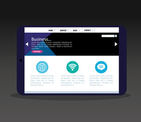 mockup responsive web, concept website development in tablet device