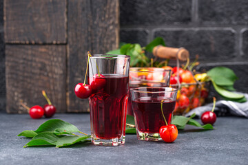 Wall Mural - Fresh cherry juice. Summer drink