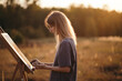 © Sergey Filimonov/Stocksy - Woman drawing in nature in evening