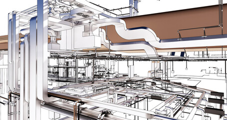 Canvas Print - The BIM model utilities of the building	