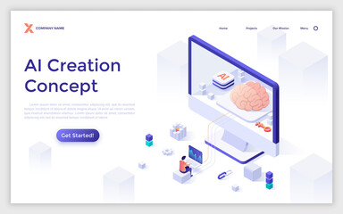 isometric landing page concept