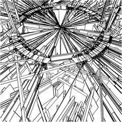 Abstract Urban City In Chaos Around The Hole Vector