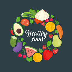 Poster - banner with vegetables and fruits, concept healthy food