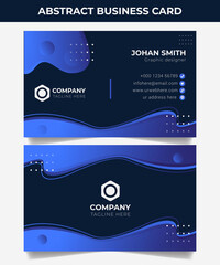 business card template abstract blue visiting card Double-sided Portrait and landscape orientation. Horizontal and vertical layout.