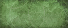 Green Background With White Circle Rings In Faded Distressed Vintage Grunge Texture Design, Old Geometric Pattern Paper