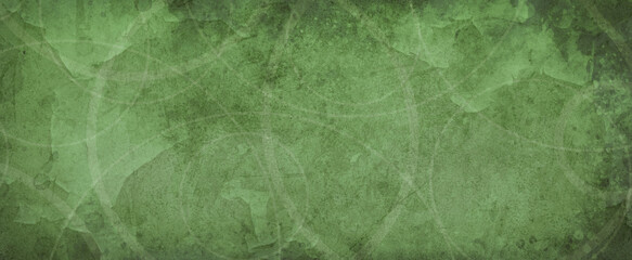 Wall Mural - green background with white circle rings in faded distressed vintage grunge texture design, old geometric pattern paper