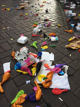 Street Littered With Balloons
