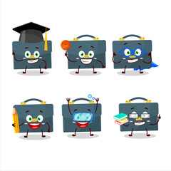 Wall Mural - School student of briefcase cartoon character with various expressions