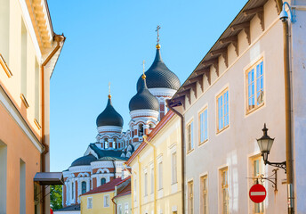 Poster - Alexander Nevsky Cathedral street Talinn