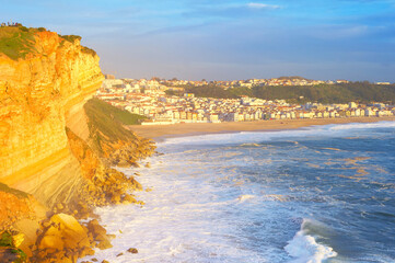 Poster - Nazare ocean town sunset Portugal