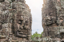 Bayon Castle Or Prasat Bayon Khmer Temple At Angkor In Siem Reap Cambodia